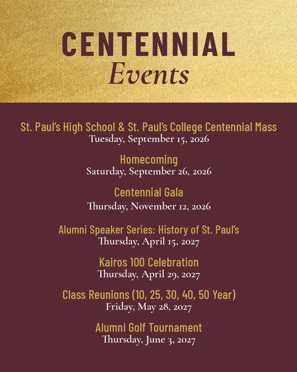 Centennial Celebration - St Paul's High School
